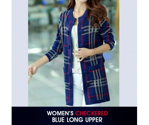 Womens Checkered Blue Long Upper